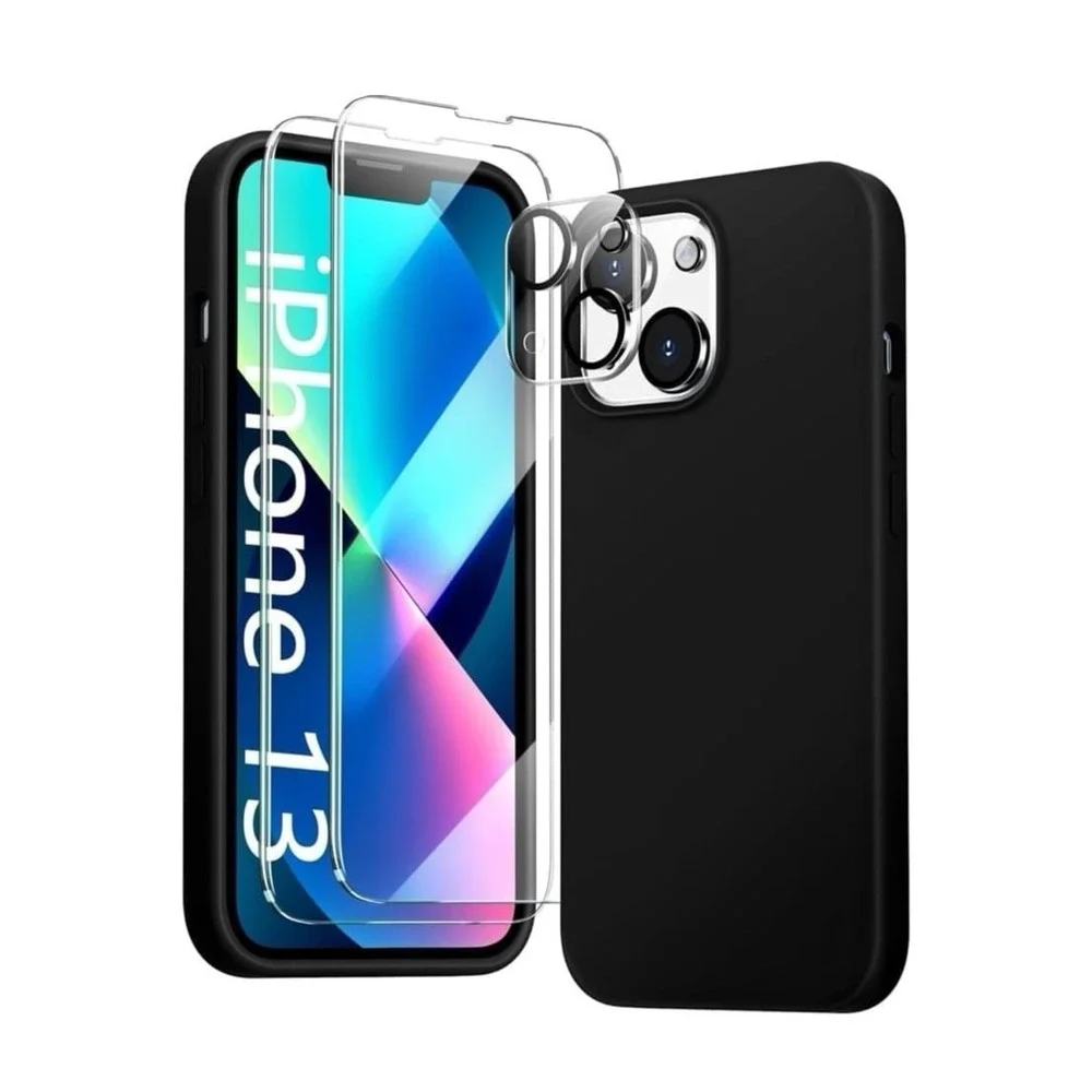 JTWIE [5 in 1 for iPhone 13 Case 6.1 inch, with 2 Pack Screen Protector + 2 Pack